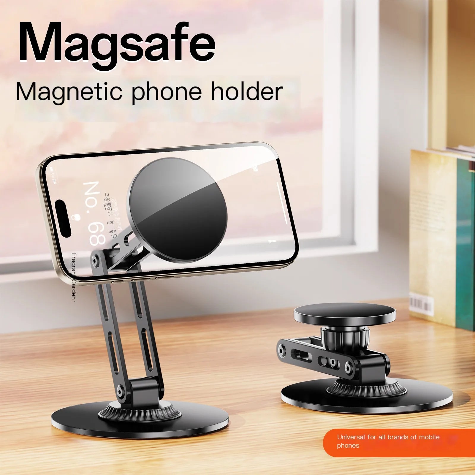 magnetic 360° Metal Desk Mobile Phone Holder Stand For iPhone iPad Adjustable Desktop Tablet Holder