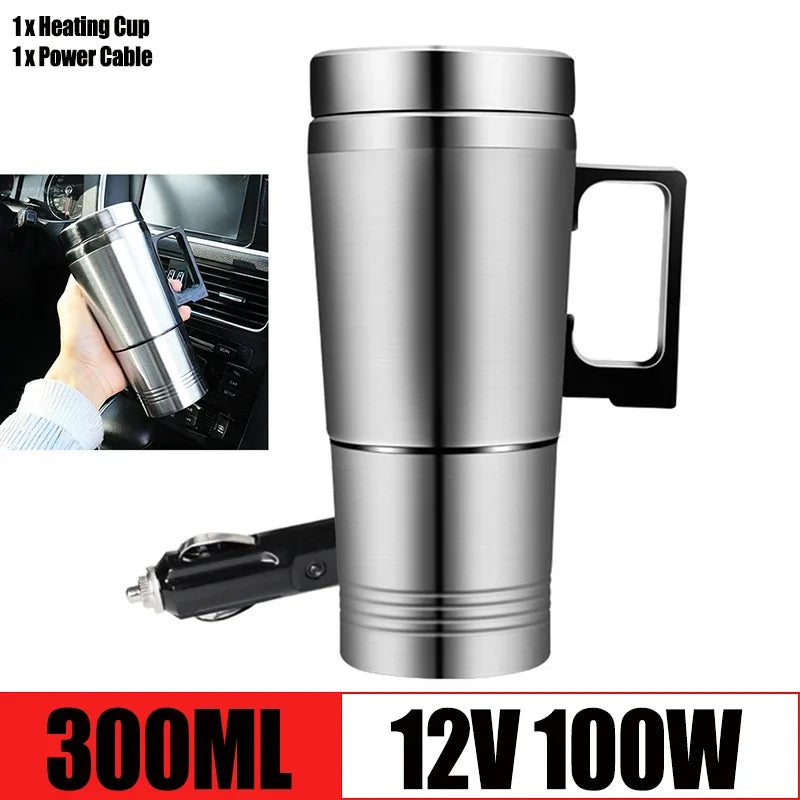 12V 24V Travel Electric Kettle Stainless Steel Smart Temperature Control Touch Travel Coffee Mug Warmer for Car Truck Leakproof