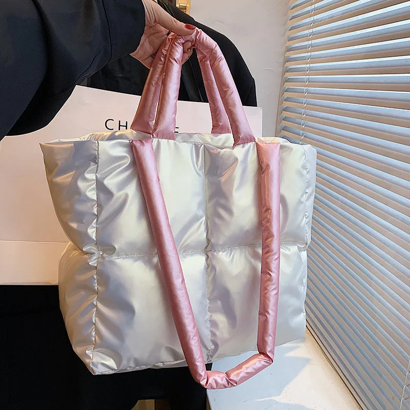 Yogodlns Large Capacity Underarm Bag Fashion Quilted Women Shoulder Bag Designer Space Padded Cotton Handbag Luxury Shopper Tote