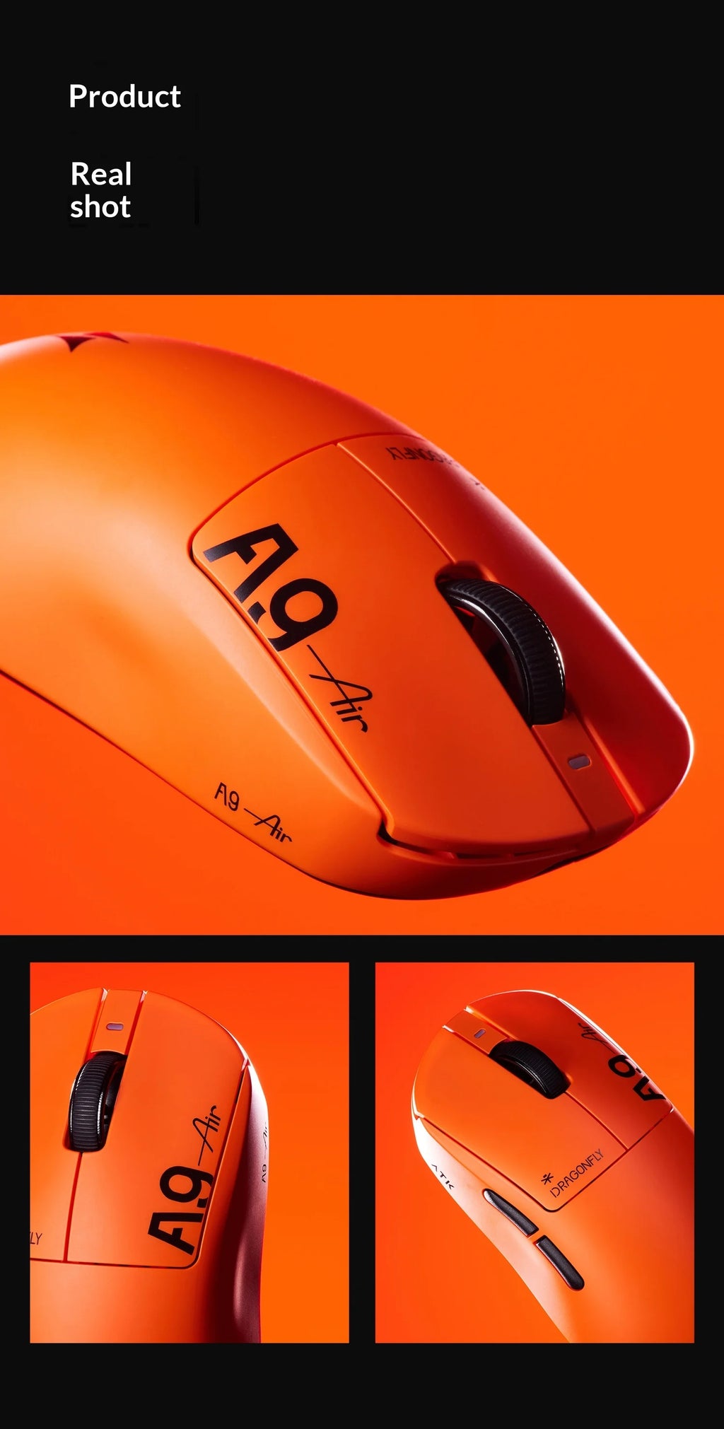 ATK DragonFly A9 Air Ultimate Wireless Gaming Mouse PAW3950 Ultra 42000DPI 750IPS 8KHz RGB Ergonomic For Windows MacOs PC Gifts
