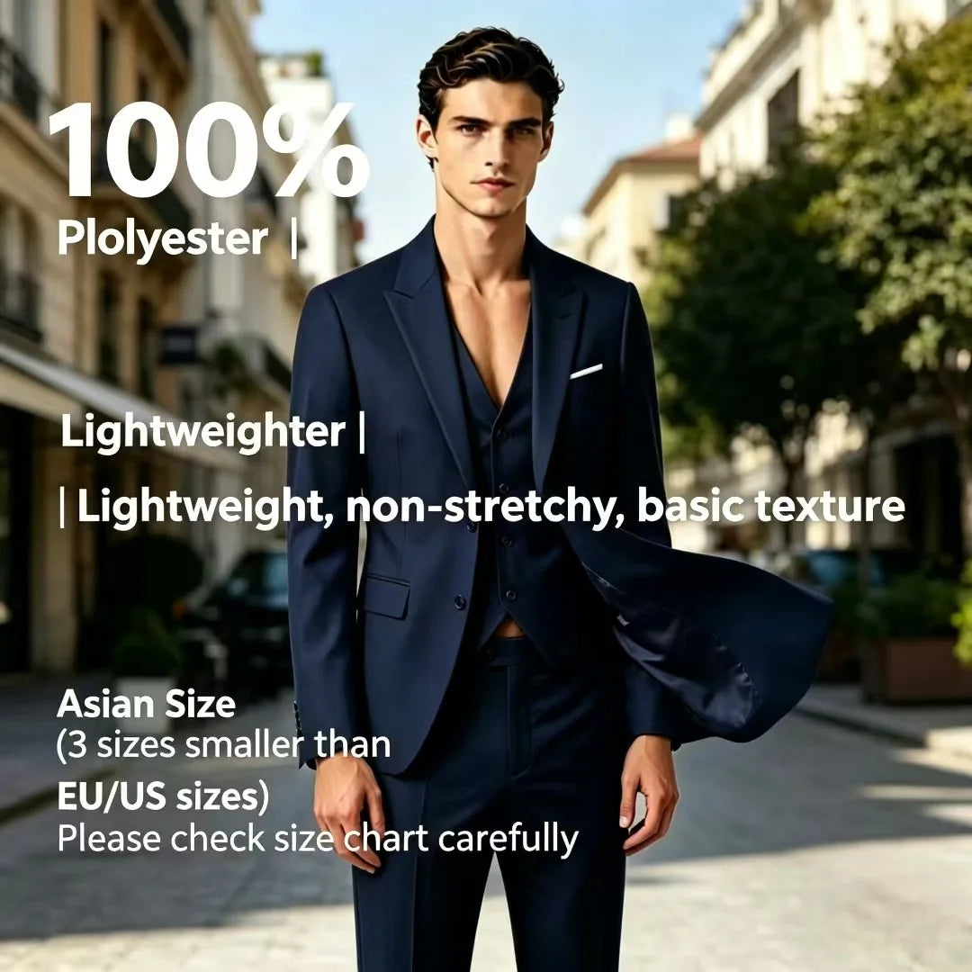 Suits For Men 3 Pieces Set Elegant Wedding  Fashion Classic Full Jackets Vest Pants Blazers Outfit 2025 Formal Costume
