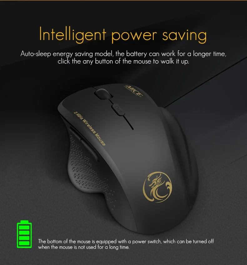 NexusClick 2.4G Wireless Silent Click Mouse,3 Adjustable DPI 6 Buttons Power Saving USB Plug Play Mice For Laptop Office Gaming
