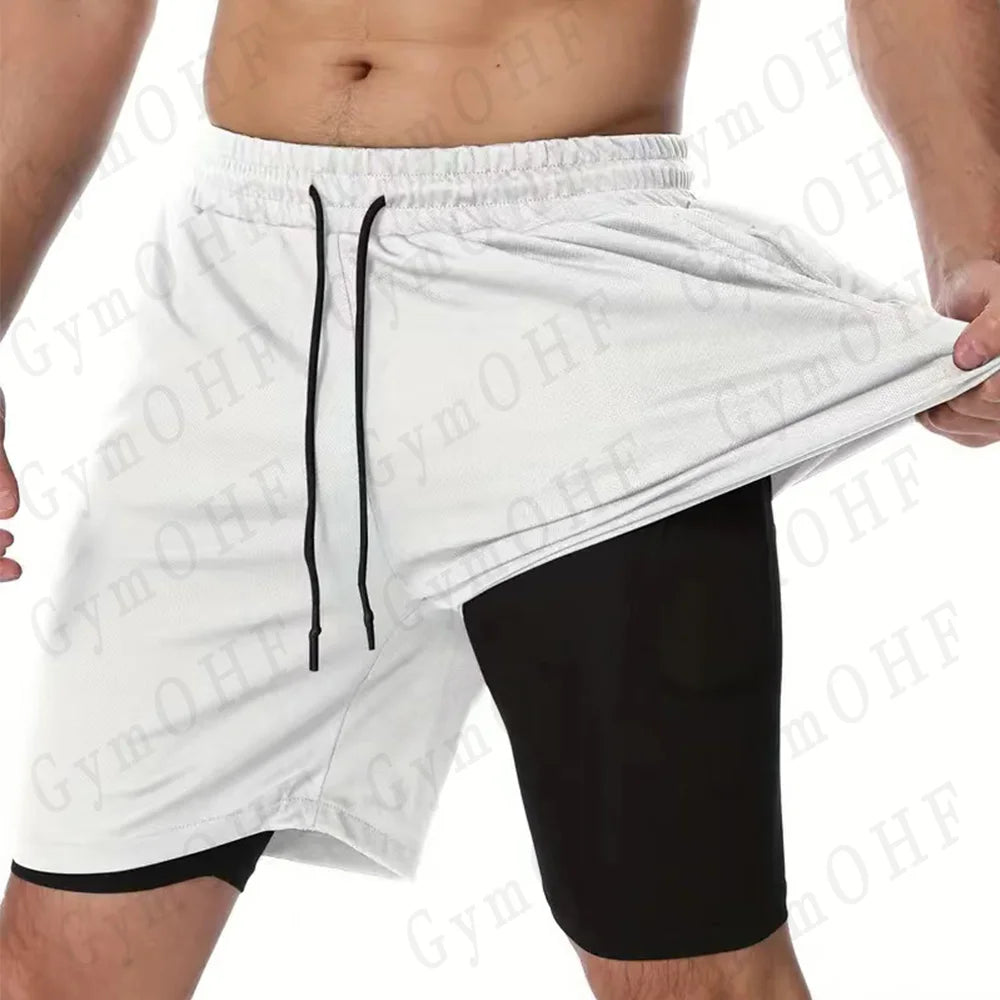 LONSDALE Men's Pattern Printed Fitness Shorts Double Layer 2-in-1 Fast Drying Fitness Outdoor Leisure Training Sports Shorts