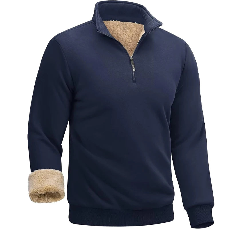 3 Pack Men's Long Sleeve Zip Thick Pullover Winter Warm Sherpa Lined TShirt Men Autumn Outdoor Heavyweight Sweatshirts US SIZE
