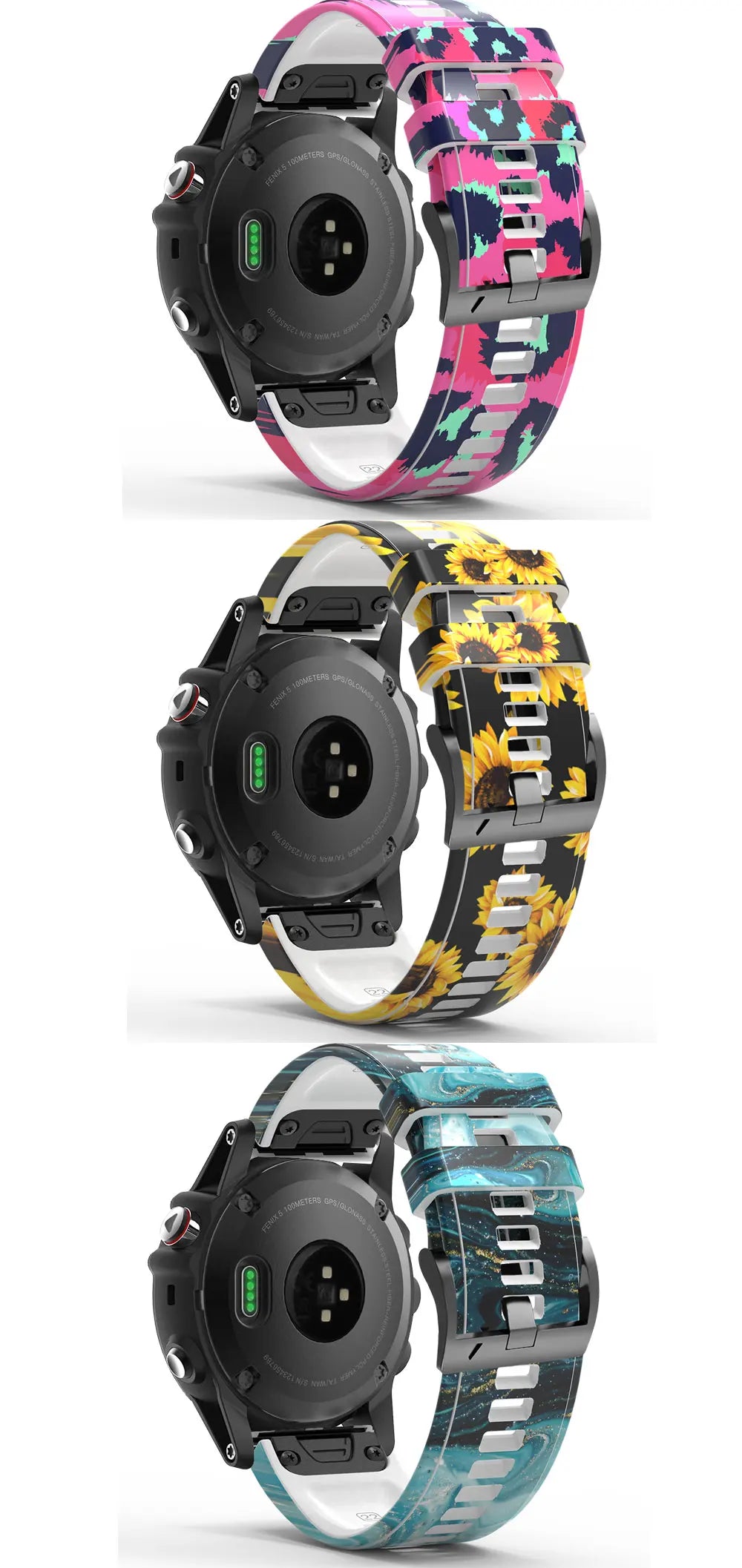22mm 26mm Wrist Band Strap for Garmin Fenix 8 7X 7 6X 6XPro 6 5X 5 3HR SmartWatch Printed Sport Quick Release Silicone Watchband