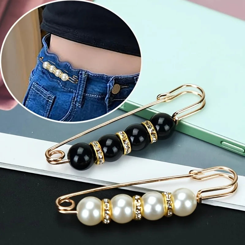 Ladies sweater shawl clip fake pearl brooch dress skirt waist decorative neckline safety pin