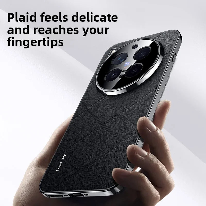 For VIVO X300 Pro X 300 Luxury Leather Plating Frame Case for VIVO X300pro Camera Protection Shockproof Bumper Cover Capa