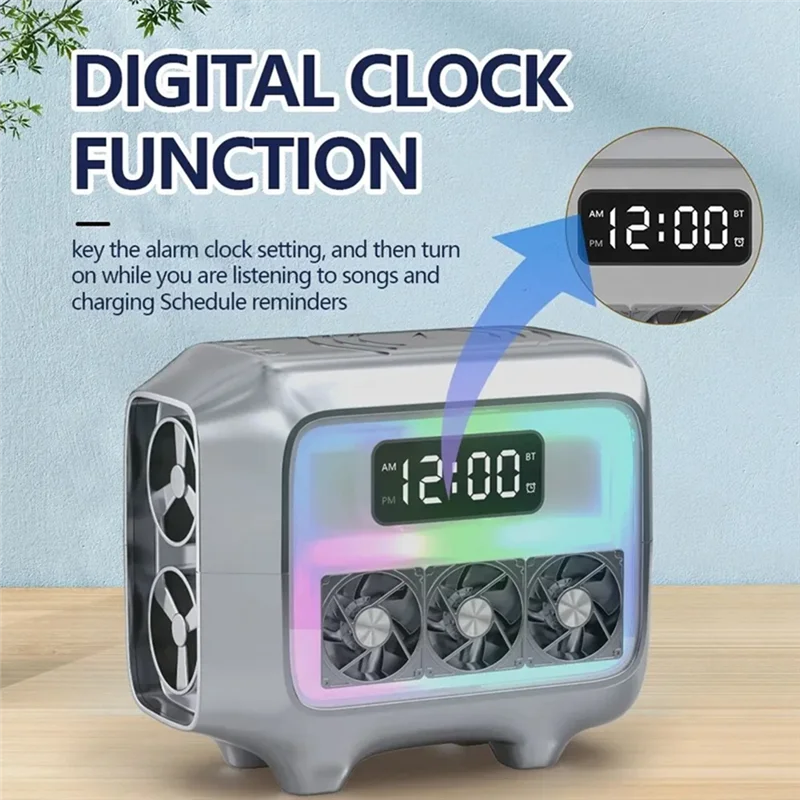 FAST-Bluetooth Speaker Stereo Loudspeaker Wireless Charger Pad Led Light Alarm Clock Fast Charging Station For Smartphone