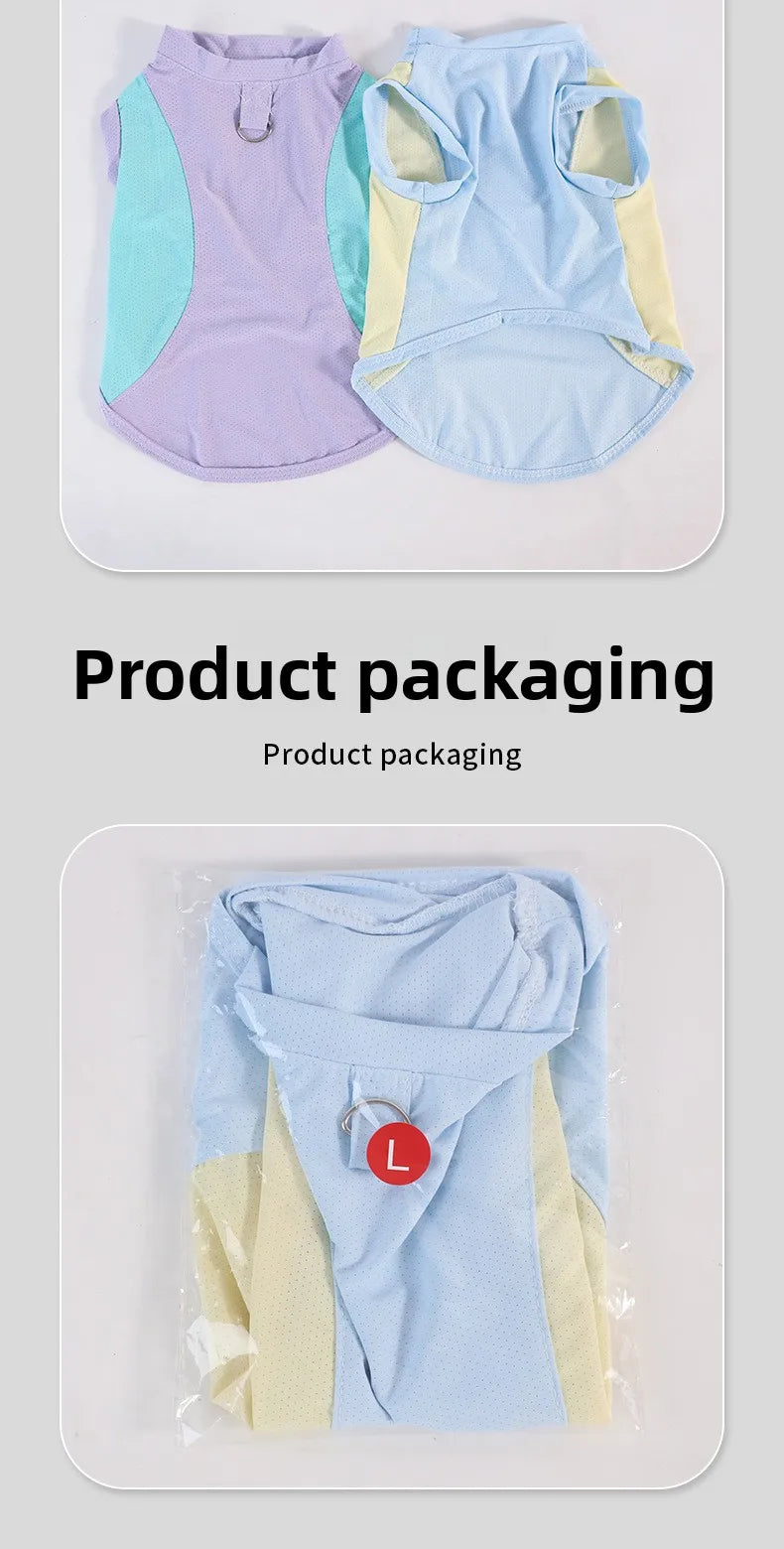 Dog cooling vest - summer sun protection, lightweight color block design, pet tank top, ice-cooling, breathable pet apparel