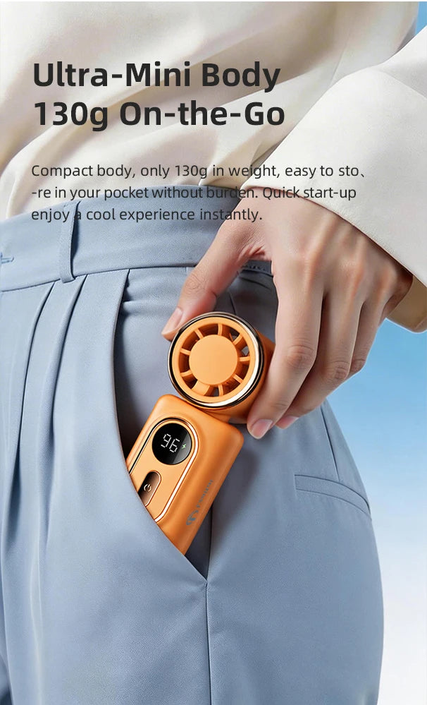 Portable Mini Fan Handheld Small Fan 5 Speed 3000mAh USB Rechargeable LED Display 180° Rotatable Clip Cooling Turbo Fans