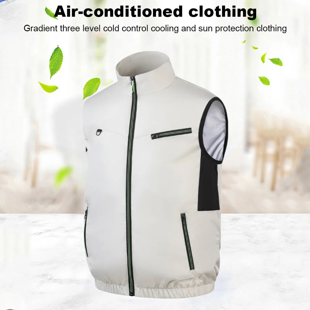 Cooling Vest Air Conditioner Clothes Breathable Sleeveless Workwear 3 Gear Wearable Cooling Fan Vest for Summer Camping Fishing