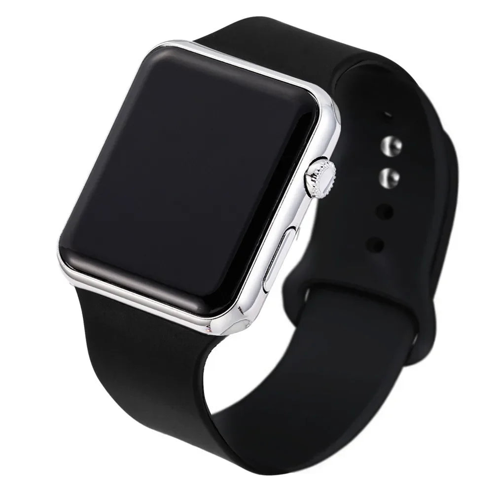 Fashion Digital Watches For Women Men Simple Square Sports LED Wristwatches Silicone Strap Casual Electronic Clock Reloj Hombre