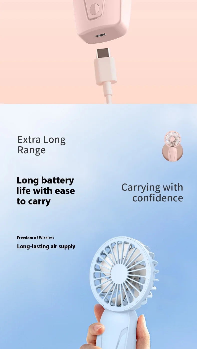 Portable Handheld Small Fan ABS Lightweight Cute Appearance USB Rechargeable Mini Fan For On Go Cooling Portable Mini Pocket Fan
