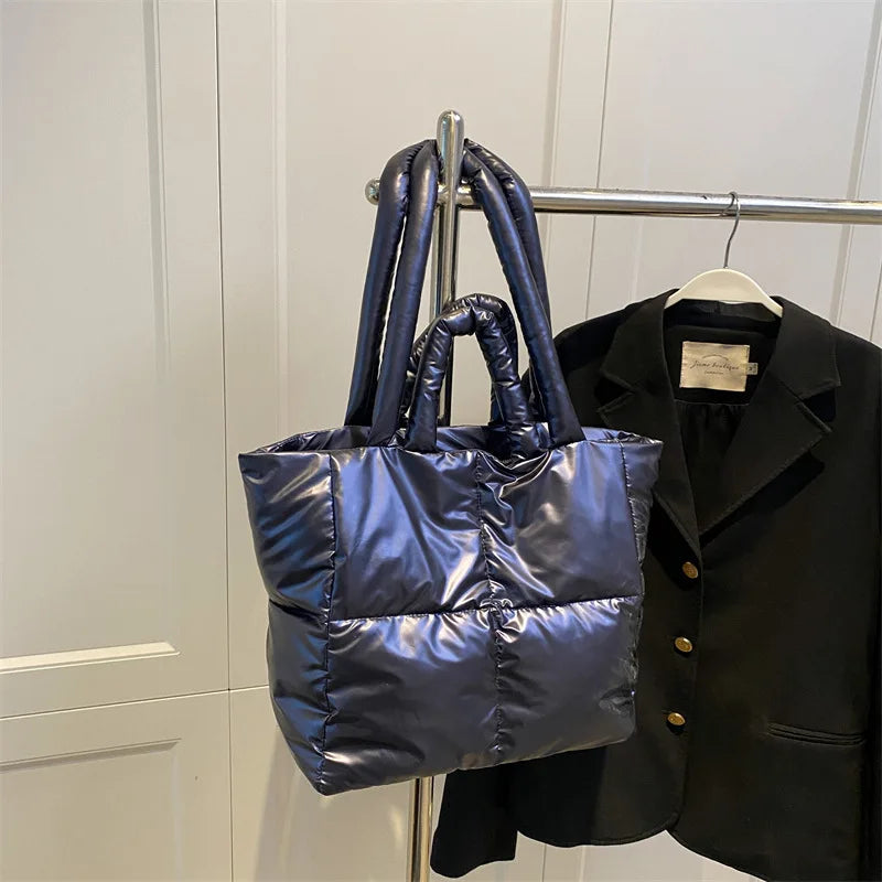 Yogodlns Large Capacity Underarm Bag Fashion Quilted Women Shoulder Bag Designer Space Padded Cotton Handbag Luxury Shopper Tote
