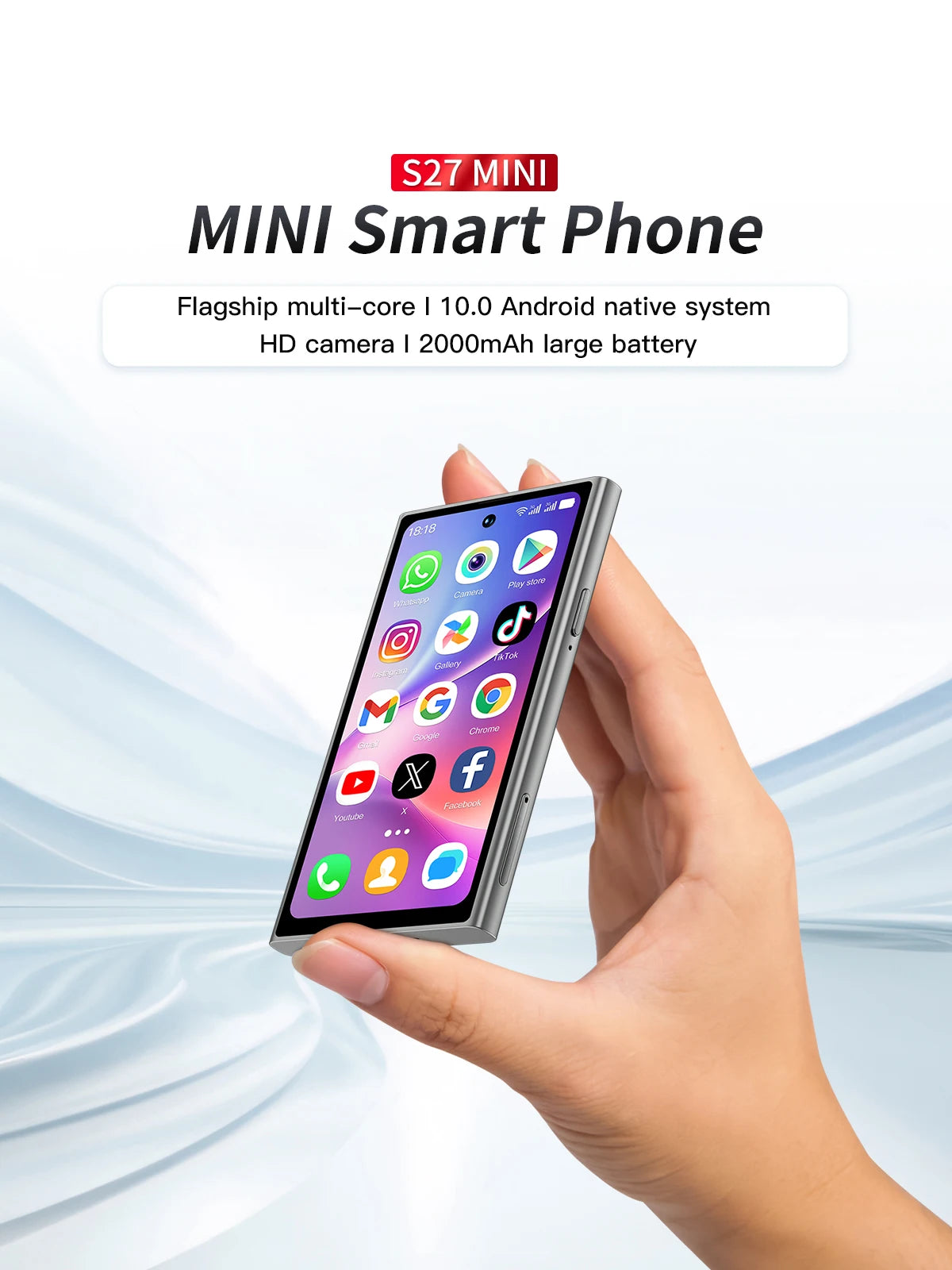 SERVO S27 MINI Android Small Smartphone 3G WCDMA Play Store 2GB+16GB WiFi Hotspot GPS Face ID 4.0" Mini Smart Phone 2SIM Standby