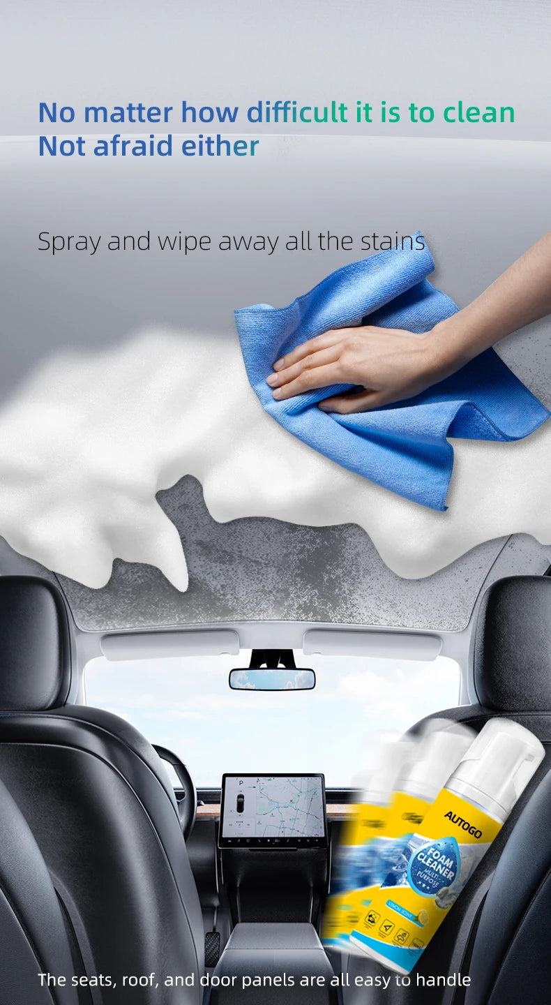 150ml Multipurpose Foam Cleaner Spray No Rinse Car Interior Leather Seat Cleaner Household Stain Remover for Shoes Sofa Kitchen