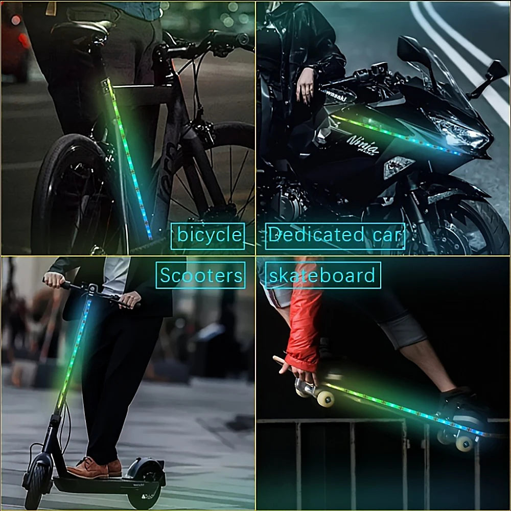 Led Strip Lights for Scooter and Bicycles Safety Warning Lights Battery Powered Lights for Night Riding Outdoor Scooter Parts