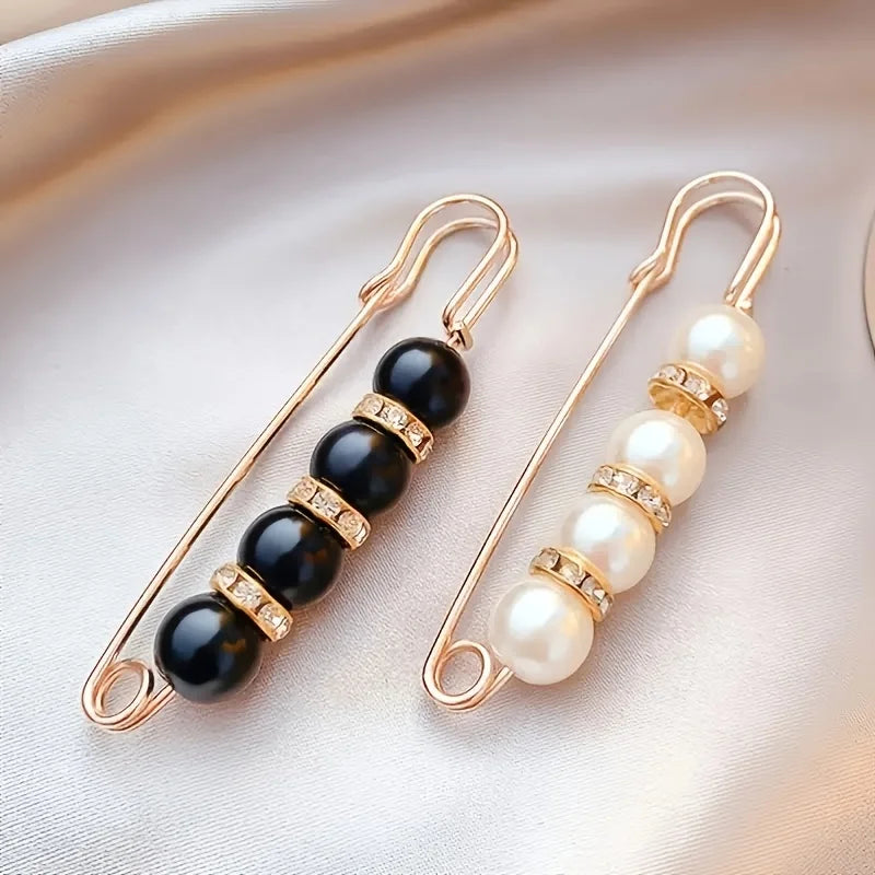 Ladies sweater shawl clip fake pearl brooch dress skirt waist decorative neckline safety pin