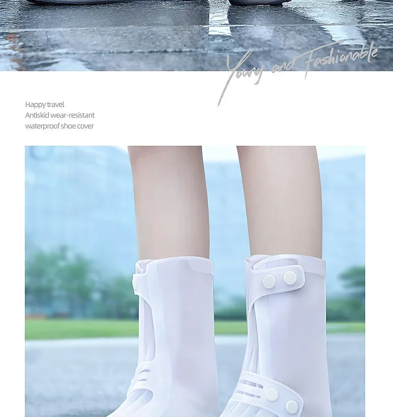 Waterproof Shoe Cover Silicone High Top Rain Boots Cover Non-slip Shoes Protector Outdoor Reusable Thickened Footwear WaterShoes