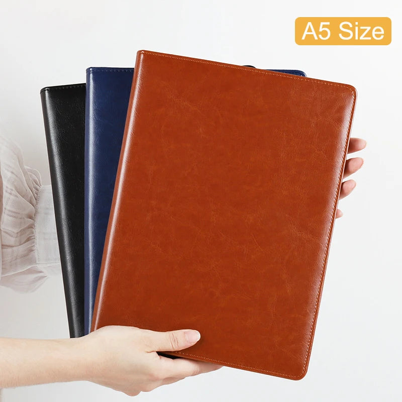 A5/B5 Leather Padfolio Executive Clipboard Document Holder Flip Design with Card Slots ID Window for Business Contract Signing