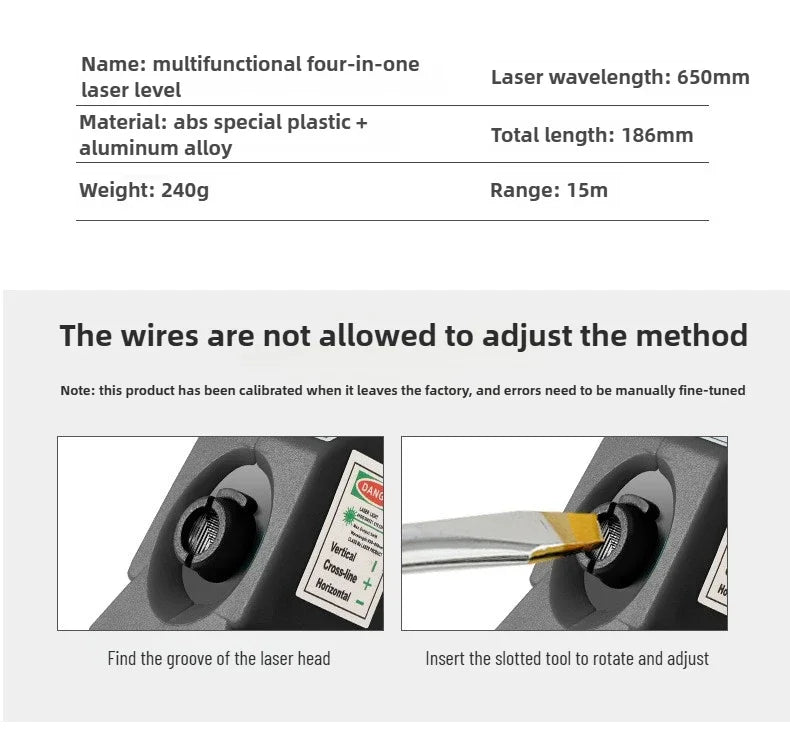 4 in 1 Measure Infrared Laser Level Machine Self Leveling for Woodworking Tools with Cross Line and Solo Leveling