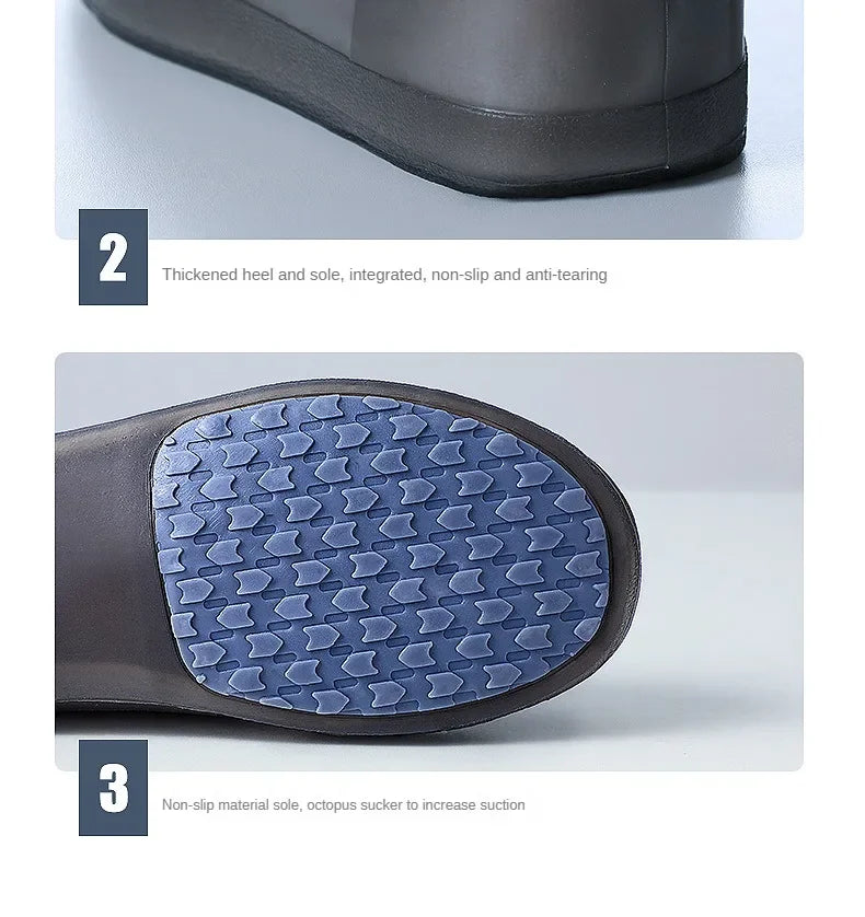 Waterproof Shoe Cover Silicone High Top Rain Boots Cover Non-slip Shoes Protector Outdoor Reusable Thickened Footwear WaterShoes