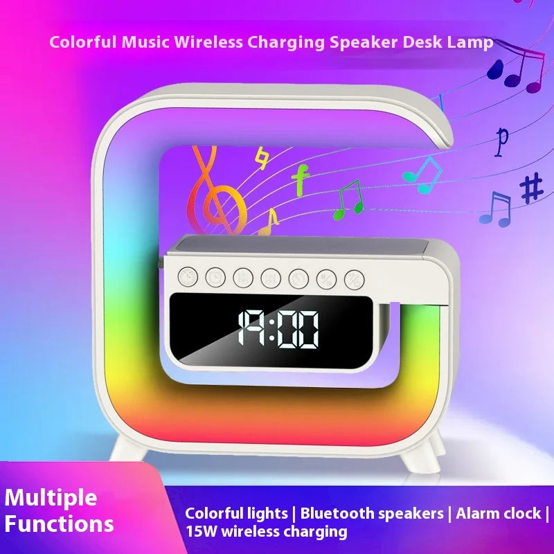 Multifunction Wireless Bluetooth Speaker Charger Pad Stand TF RGB Night Light Fast Charging Station for Mobile Phone Speaker