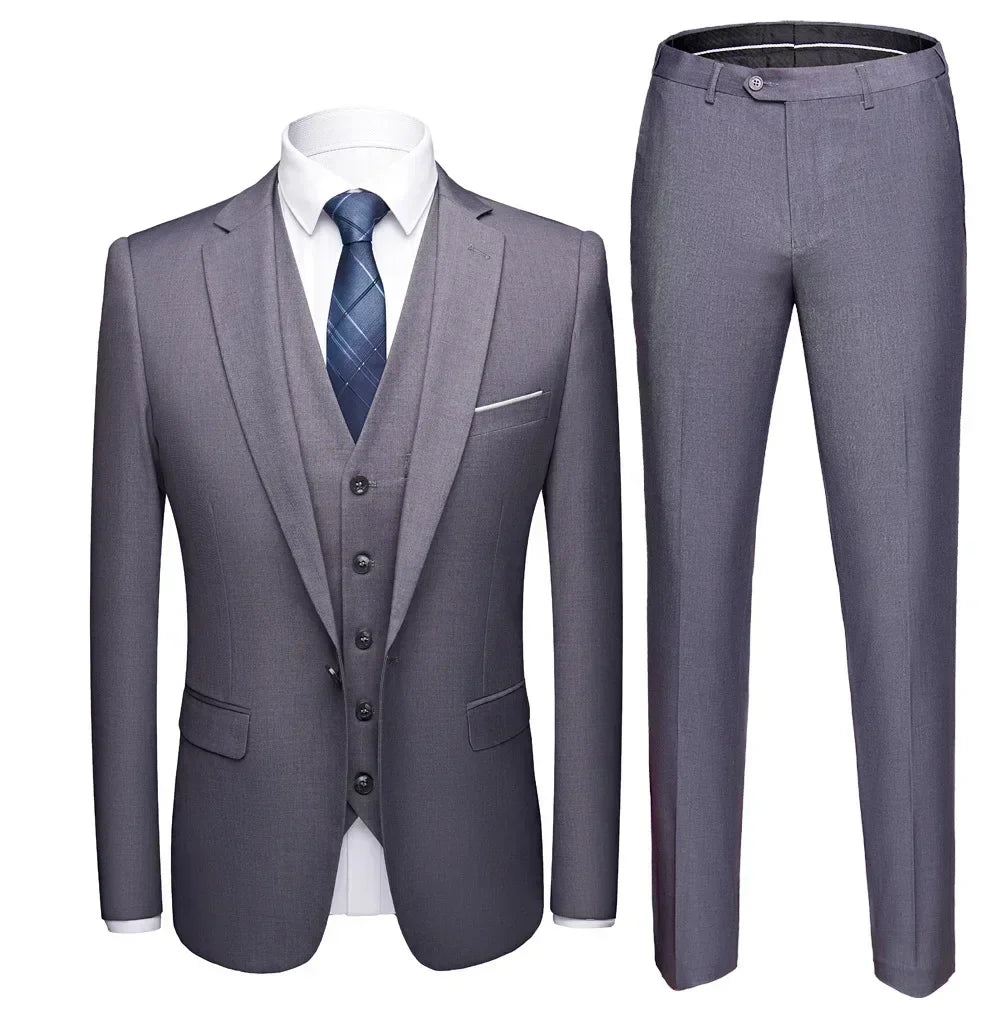Suits For Men 3 Pieces Set Elegant Wedding  Fashion Classic Full Jackets Vest Pants Blazers Outfit 2025 Formal Costume