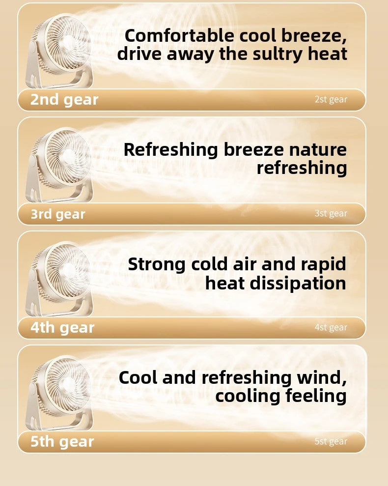 Cordless Electric Fan 3600mah Wireless Portable Air Circulator Fan Desktop Wall Ceiling Air Cooling Cooler Quiet Ventilator