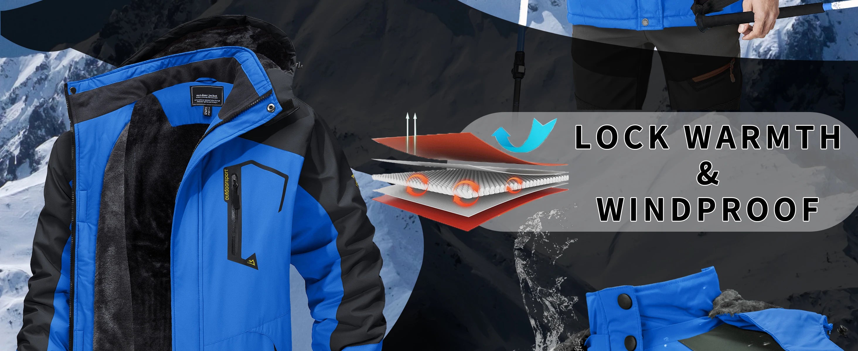 TACVASEN Men's Winter Ski Jackets Waterproof Fleece Coats Insulated Thermal Snowboard Jacket Parka Raincoat with Hood Man Parka