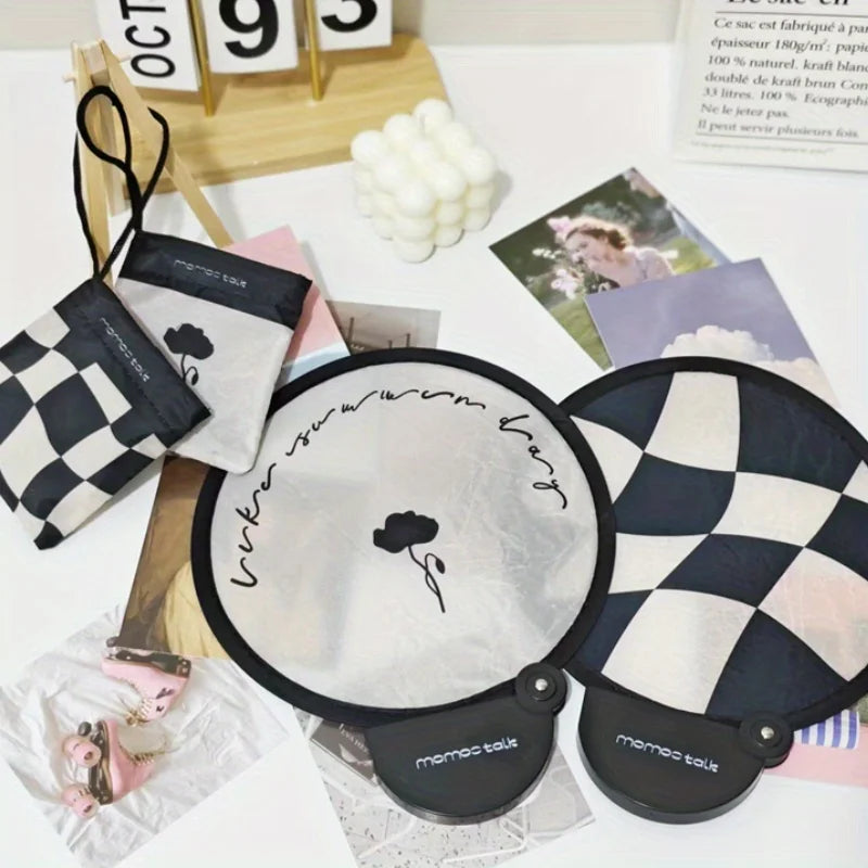 Portable Handheld Folding Fan with Storage Pouch - Compact Manual Cooling Fan Suitable for Summer, Travel, Beach & Parties