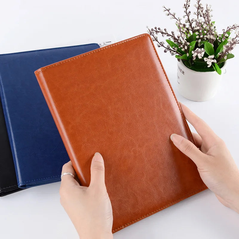 A5/B5 Leather Padfolio Executive Clipboard Document Holder Flip Design with Card Slots ID Window for Business Contract Signing
