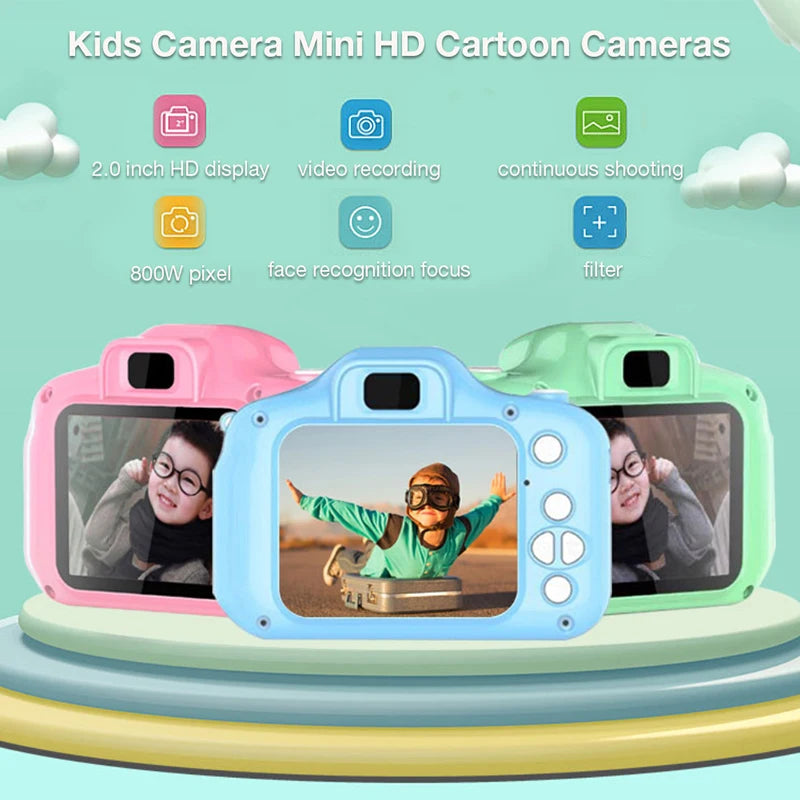 Children's Camera 1080P HD Screen Camera Video Toy 8 Million Pixel Kids Cartoon Cute Camera Outdoor Photography Toy
