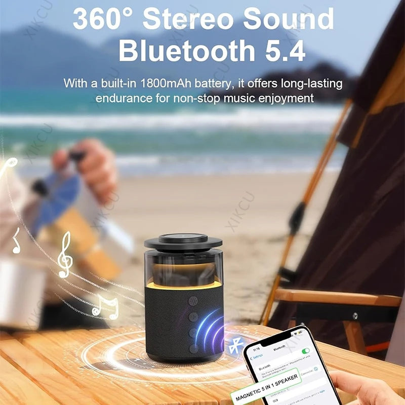 4-in-1 Wireless Magnetic Charger with Bluetooth Speaker Night Light Fast Charger For iPhone iWatch AirPods Charging Station