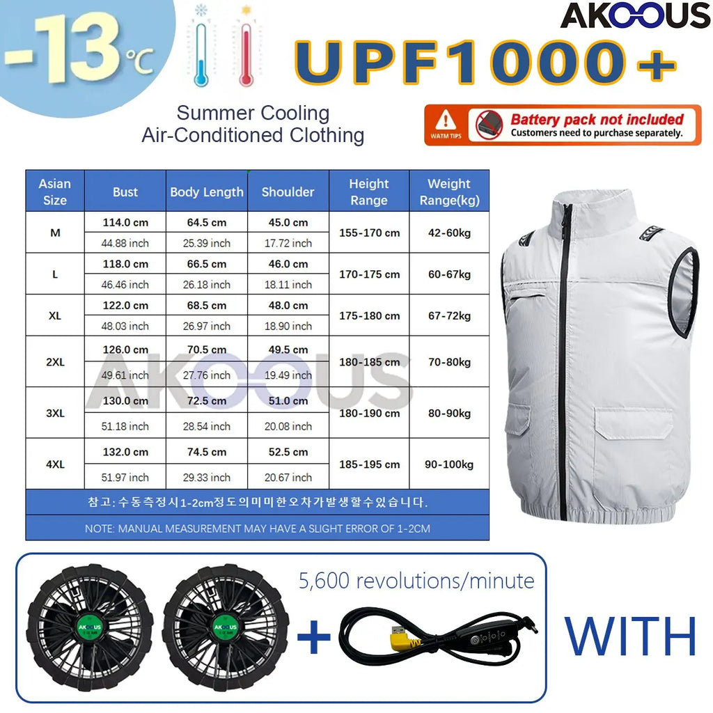 Hooded Cooling Vest Summer USB Charging 5V 12V Cooling Fan Air Conditioner Clothes Sleeveless Breathable Outdoor Sports Travel W