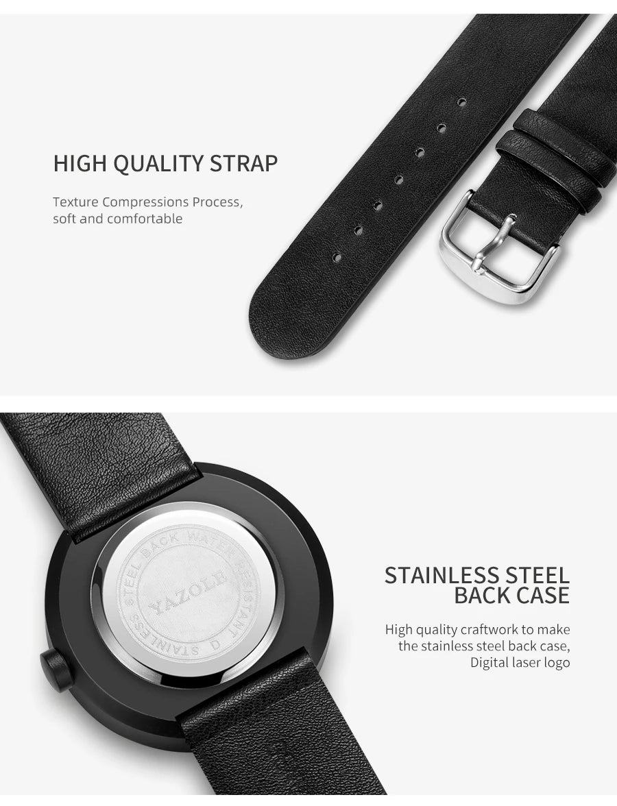 YAZOLE Watch Men New Simple Men Quartz Wristwatches Leather Waterproof Wrist Watches For Men Fashion Reloj Hombre 2022