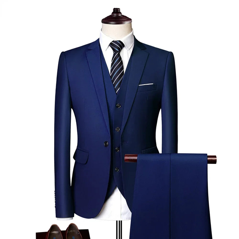 Suits For Men 3 Pieces Set Elegant Wedding  Fashion Classic Full Jackets Vest Pants Blazers Outfit 2025 Formal Costume
