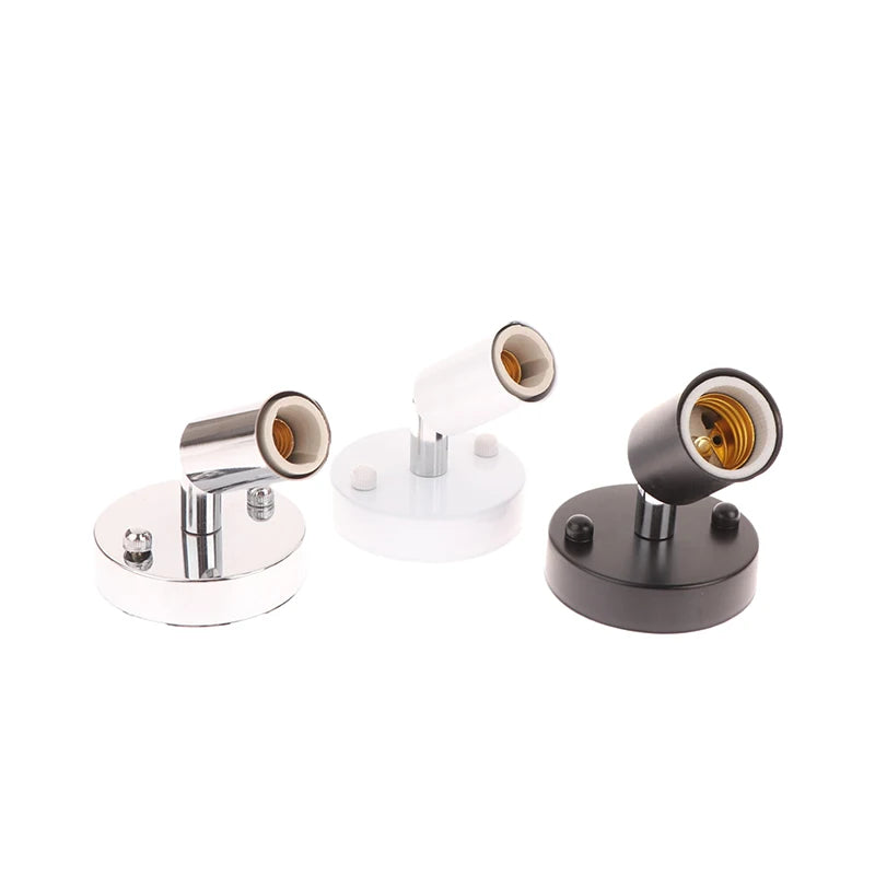 1Set Vintage E27/E14 Wall Lamp 180 Degree Rotation Socket Holder Adapter Iron Celling Light Sconces Adjustable Metal Lamp Base