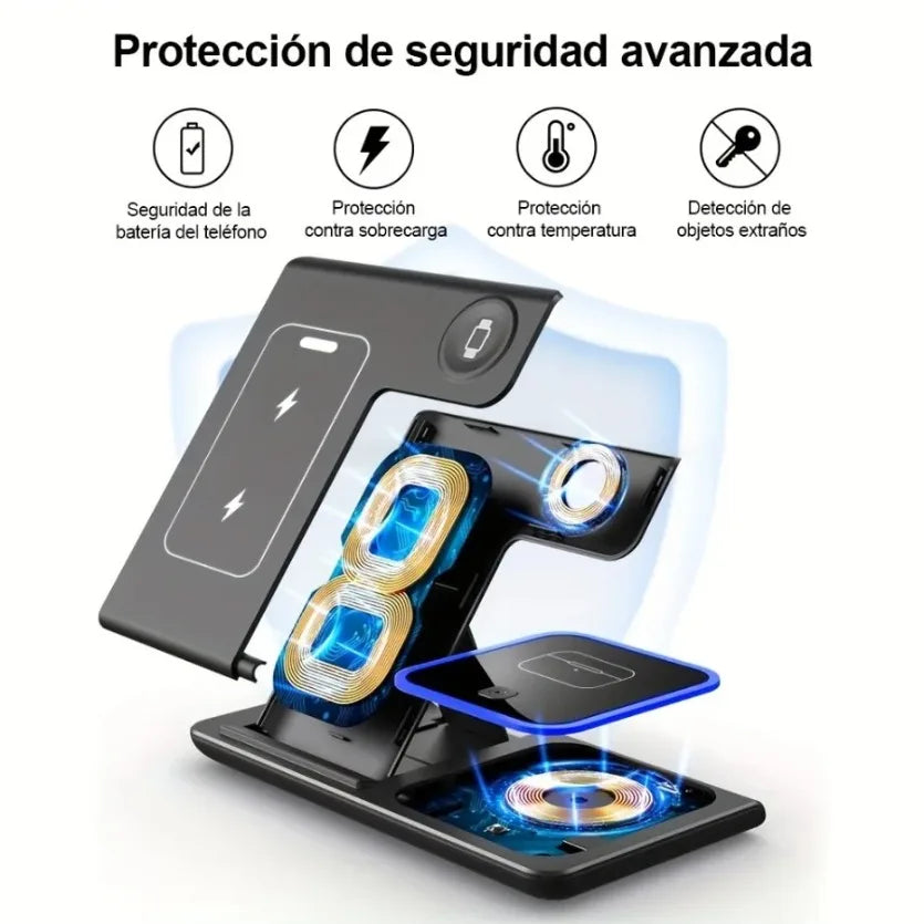 Foldable 3 in 1 Wireless Charging Station for iPhone 17-12 Pro Max, iWatch Ultra, AirPods Pro 4/3 – 15W Fast Charger Stand