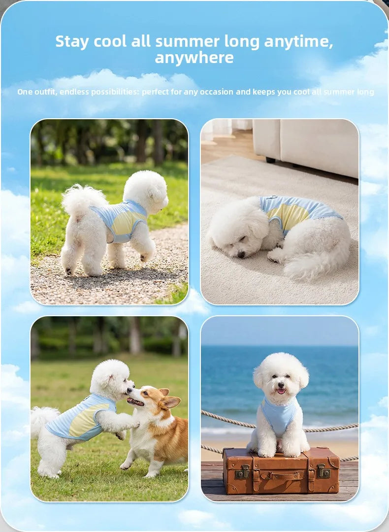 Dog cooling vest - summer sun protection, lightweight color block design, pet tank top, ice-cooling, breathable pet apparel