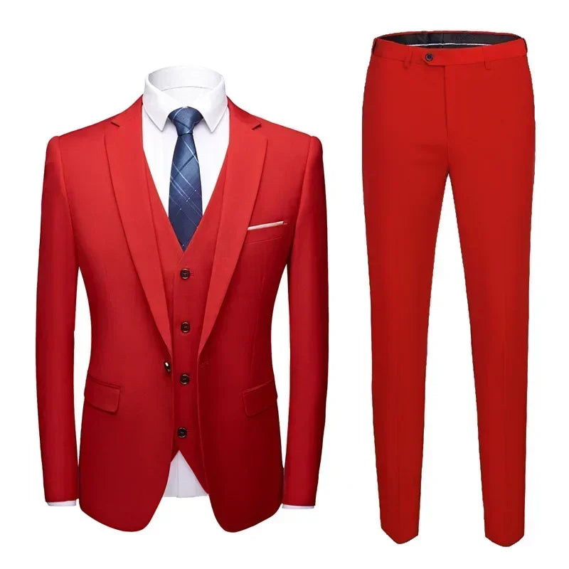 Suits For Men 3 Pieces Set Elegant Wedding  Fashion Classic Full Jackets Vest Pants Blazers Outfit 2025 Formal Costume