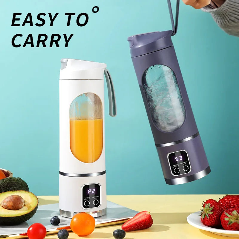 Outdoor portable juicer cup, rechargeable mini juicer, portable juicer, fruit and vegetable juicer with LED display