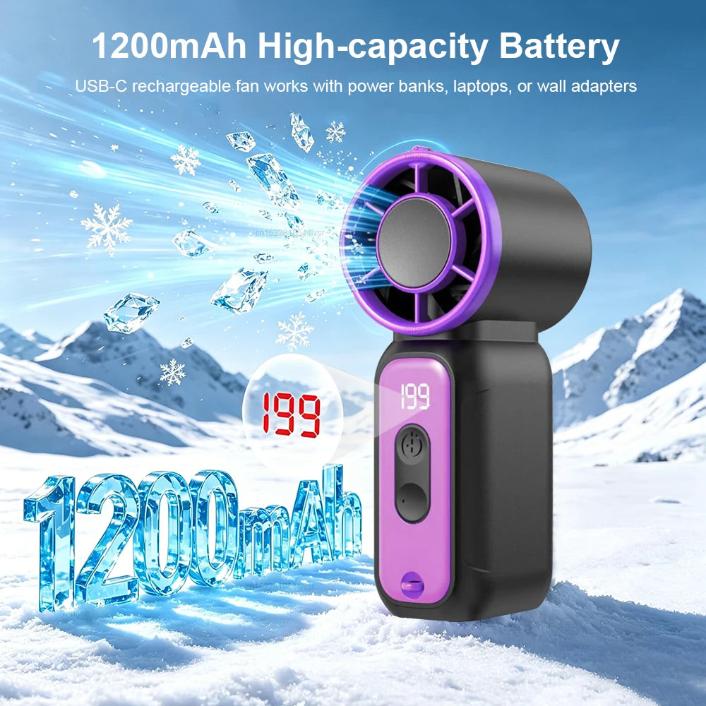 Portable Mini  Handheld Fan Personal Pocket-Sized Digital Display Hand Fan USB Rechargeable Outdoor Small Pocket Hand Fan