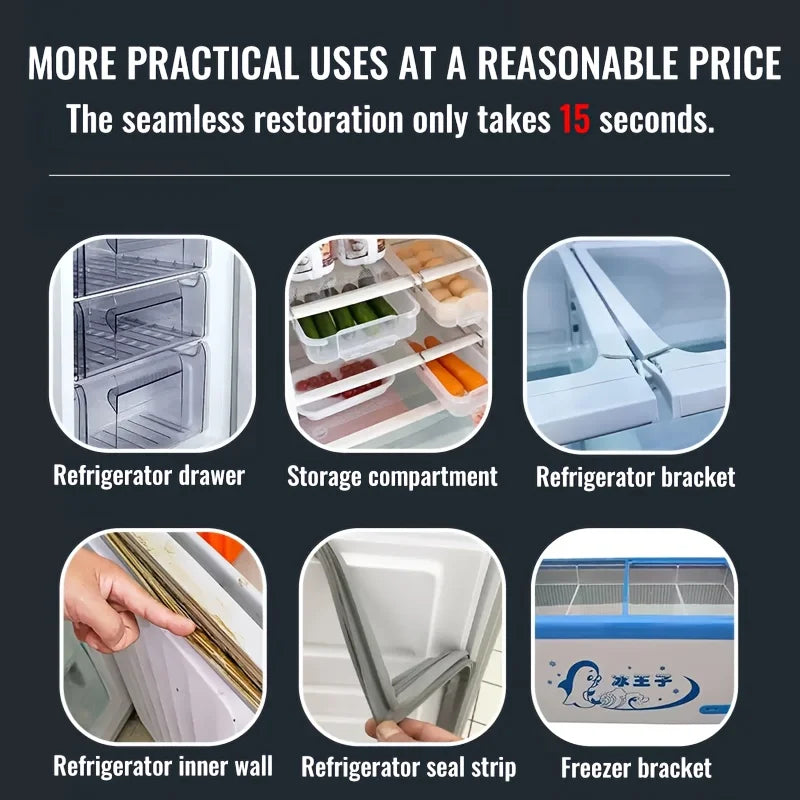 Refrigerator Drawer Adhesive-Quick-Dry Strong Sealant for Cracks，Breaks,Anti， Easy Application,Durable Bonding,Freezer Resistant