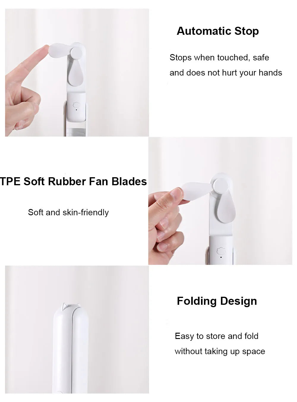 Portable Fan Mini Handheld Fan 2000mAh USB Rechargeable with Handy Power Bank Small Hand Held Foldable Pocket Fan for Travel