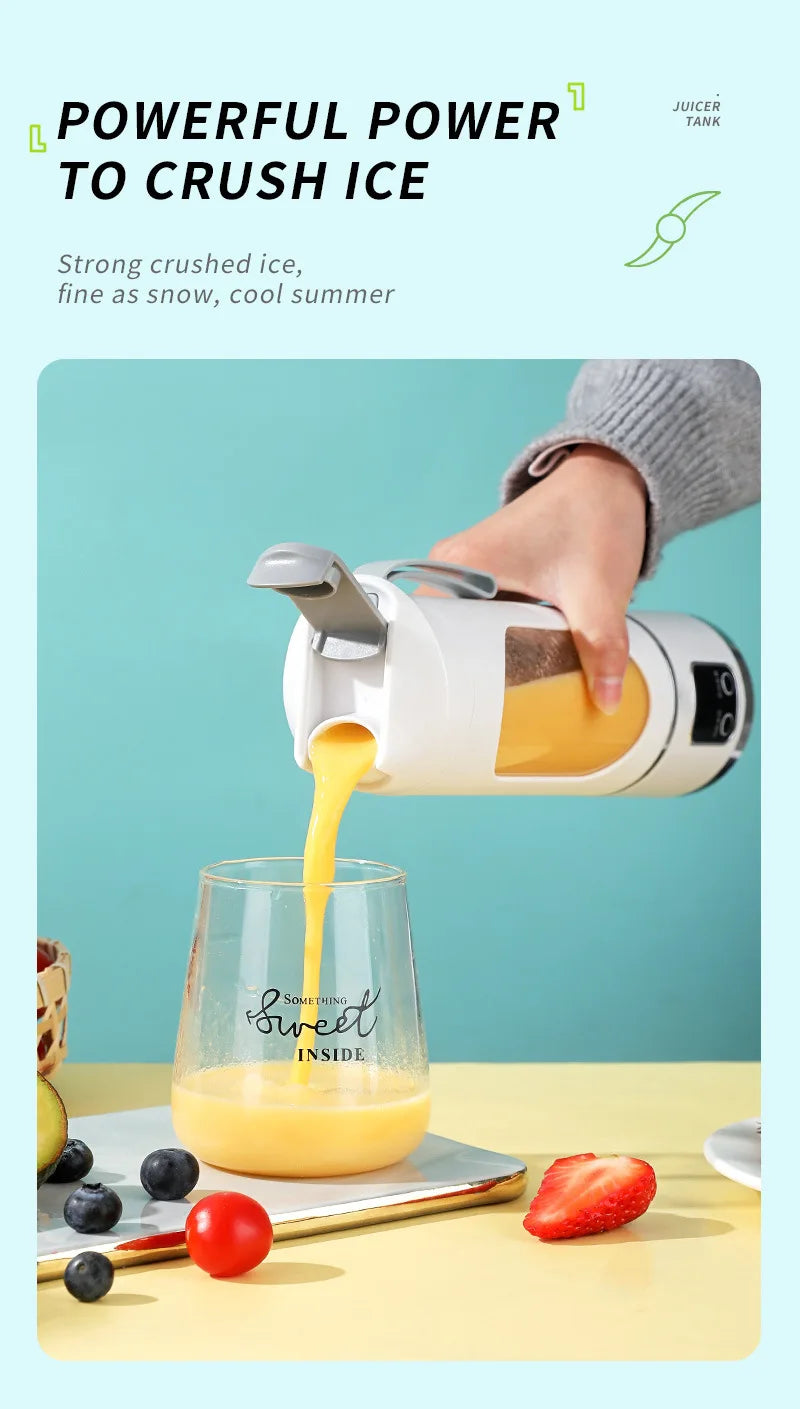 Outdoor portable juicer cup, rechargeable mini juicer, portable juicer, fruit and vegetable juicer with LED display