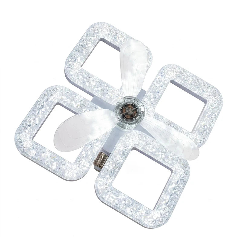 48W Ceiling Fan Light E27 Remote Control 4 heads Circular/Square Timer-controlled Converter Base Lighting Base Bedroom Living R