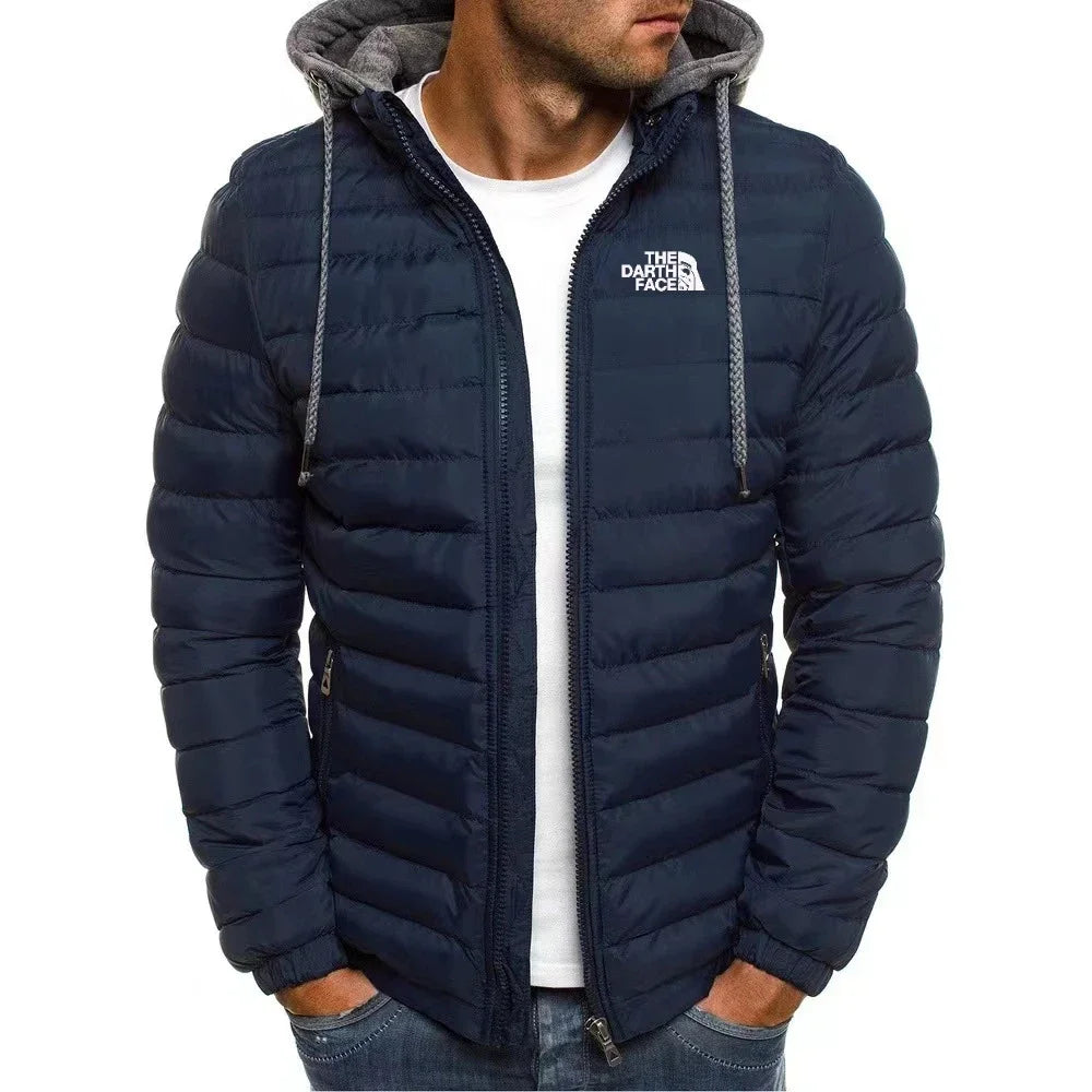 2026 casual outdoor winter men's warm zipper street business travel slim fit fashionable hooded jacket