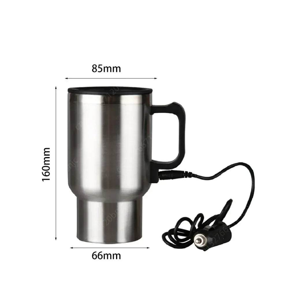 12V 24V Travel Electric Kettle Stainless Steel Smart Temperature Control Touch Travel Coffee Mug Warmer for Car Truck Leakproof