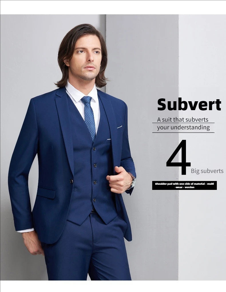 Suits For Men 3 Pieces Set Elegant Wedding  Fashion Classic Full Jackets Vest Pants Blazers Outfit 2025 Formal Costume